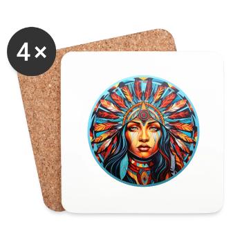 Squaw amérindienne - Dessous de verre (lot de 4) - blanc - Devant