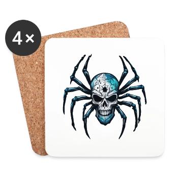 Spinne / Netz / Haustier / Kriechtier / Achtbeiner - Untersetzer (4er-Set) - Weiß - Vorne