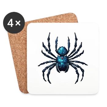 Spinne / Netz / Haustier / Kriechtier / Achtbeiner - Untersetzer (4er-Set) - Weiß - Vorne