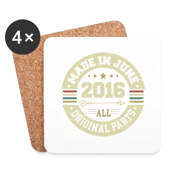 Juin 2016 Cadeau d’anniversaire Juin 2016 Juin 2016 - Dessous de verre (lot de 4) - blanc - Devant