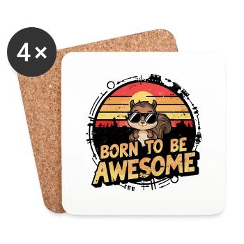 Funny Squirrel Animal Motif - Coasters (set of 4) - white - Front