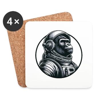 Chimpanzee astronaut in space - Coasters (set of 4) - white - Front