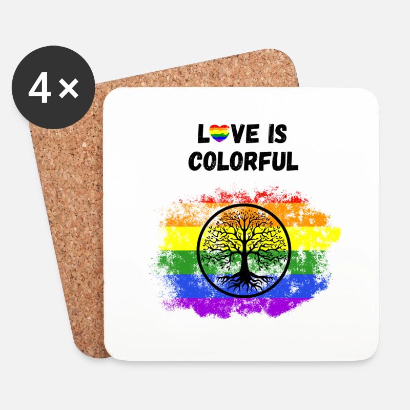 Love is colerful - Untersetzer (4er-Set) - Weiß