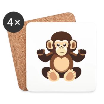 Affe Baby süß braunes Fell Gorilla Orangutang - Untersetzer (4er-Set) - Weiß - Vorne