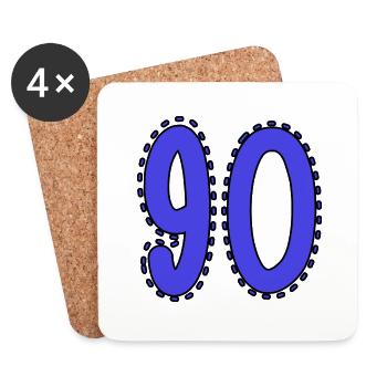 90. 90 ANS. 90e ANNIVERSAIRE. ANNIVERSAIRE 90 ANS. - Dessous de verre (lot de 4) - blanc - Devant