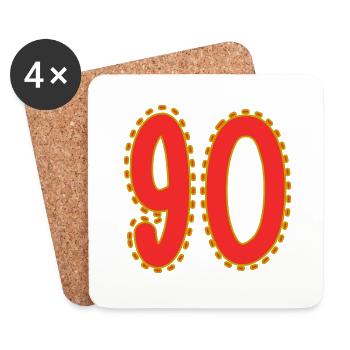 90. 90 JAHRE. 90. JAHRESTAG. 90-JÄHRIGES JUBILÄUM. - Untersetzer (4er-Set) - Weiß - Vorne