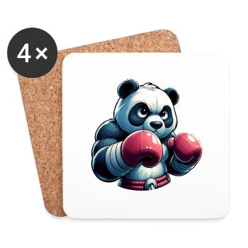Panda Boxeur - Dessous de verre (lot de 4) - blanc - Devant