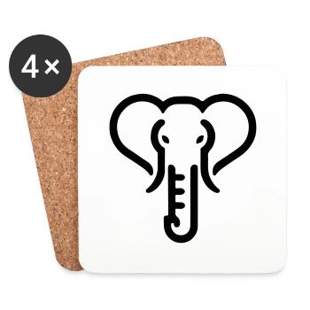 Idée cadeau illustration éléphant - Dessous de verre (lot de 4) - blanc - Devant