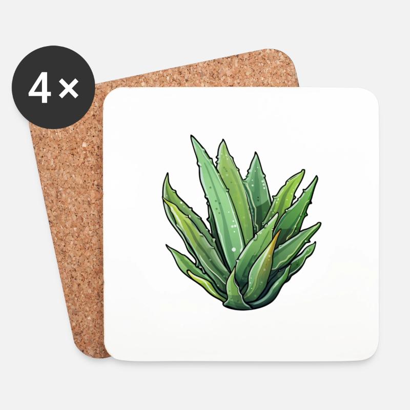 Aloe Vera - Untersetzer (4er-Set) - Weiß