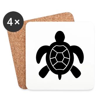 Schildkröte - Untersetzer (4er-Set) - Weiß - Vorne