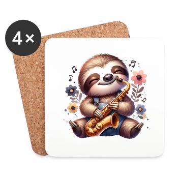 Conception de jazz de saxophoniste paresseux mignon - Dessous de verre (lot de 4) - blanc - Devant