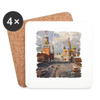 Place Rouge à Moscou - Dessous de verre (lot de 4) - blanc - Devant