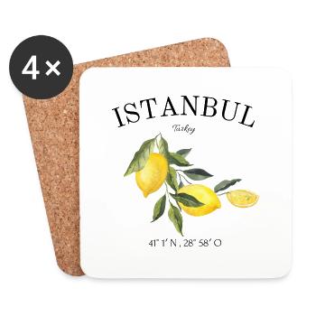 Istanbul - Turkey - Bosphorus - Souvenir - Travel - Coasters (set of 4) - white - Front