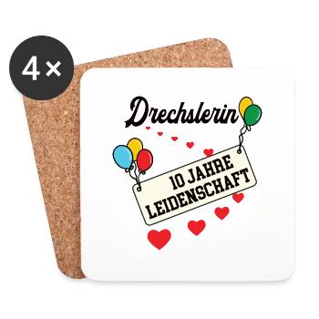 Drechslerin Jubiläum 10 Jahre 10. jähriges Jubi - Untersetzer (4er-Set) - Weiß - Vorne