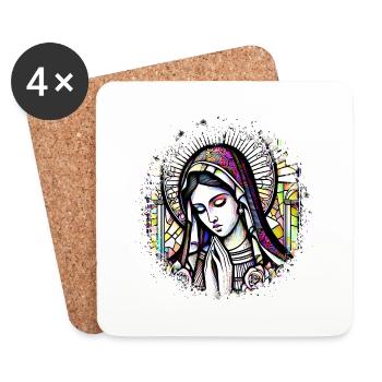 virgin mary jesus bible christian religion madona - Coasters (set of 4) - white - Front