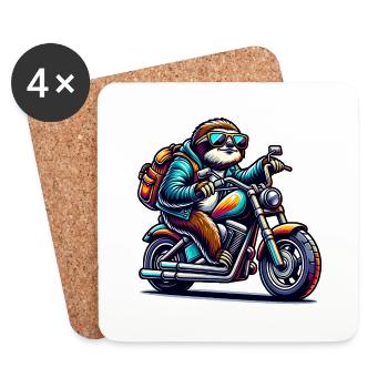 Biker vintage paresseux sur le design du chopper - Dessous de verre (lot de 4) - blanc - Devant