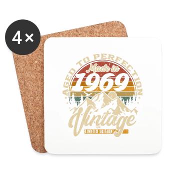Made in 1969 Vintage Édition limitée Cadeau - Dessous de verre (lot de 4) - blanc - Devant