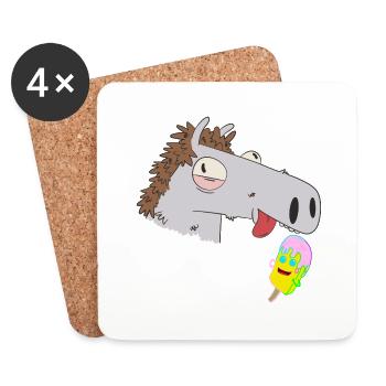 Pferdekopf Eiskrem Kinder Sommer Kind Pferd Pferde - Coasters (set of 4) - white - Front