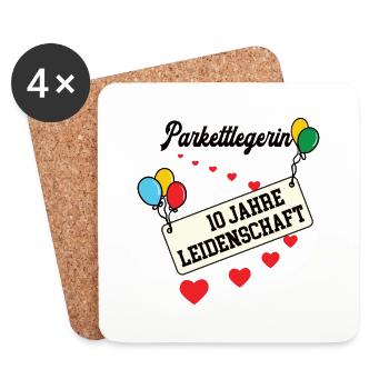 Parkettlegerin Jubiläum 10 Jahre 10. jähriges Jubi - Untersetzer (4er-Set) - Weiß - Vorne