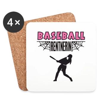 Baseball Rentnerin Baseballerin Rente Ruhestand - Untersetzer (4er-Set) - Weiß - Vorne