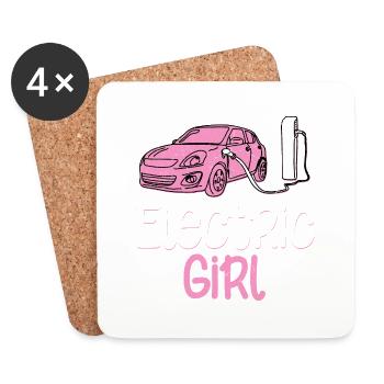 Electric Girl Electric Vehicle EV Driver - Coasters (set of 4) - white - Front