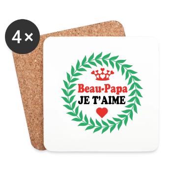 Beau Papa JE T'AIME - Dessous de verre (lot de 4) - blanc - Devant