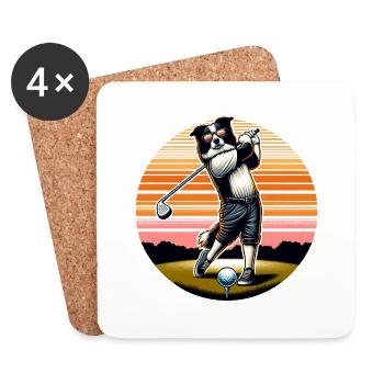 Lustiger Border Collie Golfer Für Coole Sportfans - Untersetzer (4er-Set) - Weiß - Vorne