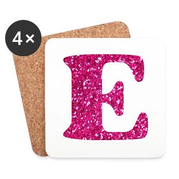 Buchstabe e rosa Glitzer - Untersetzer (4er-Set) - Weiß - Vorne