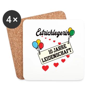 Estrichlegerin Jubiläum 10 Jahre 10. jähriges Jubi - Untersetzer (4er-Set) - Weiß - Vorne