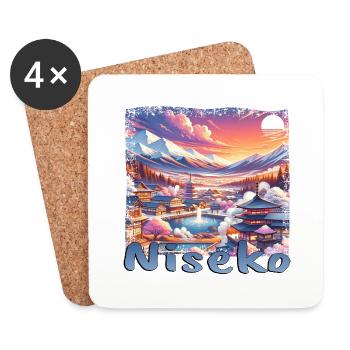 Niseko Japon Vacances de ski Vacances d’hiver Snow Grunge - Dessous de verre (lot de 4) - blanc - Devant