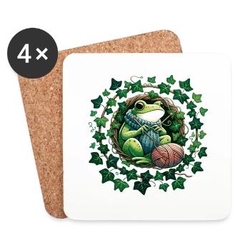 Knitting Frog - Coasters (set of 4) - white - Front