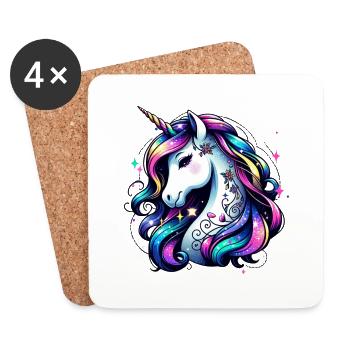 Unicorn with stars and bright colors - Coasters (set of 4) - white - Front