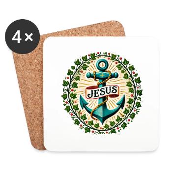 Jésus-Christ est mon ancre - Dessous de verre (lot de 4) - blanc - Devant