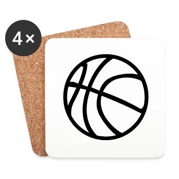 Ballon de basket - Dessous de verre (lot de 4) - blanc - Devant