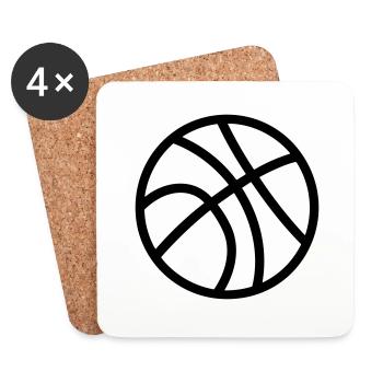 Ballon de basket - Dessous de verre (lot de 4) - blanc - Devant