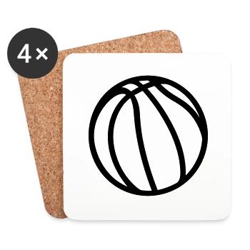 Ballon de basket - Dessous de verre (lot de 4) - blanc - Devant