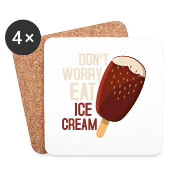 Don't Worry Eat Ice Cream Cone Scoop Summer - Untersetzer (4er-Set) - Weiß - Vorne