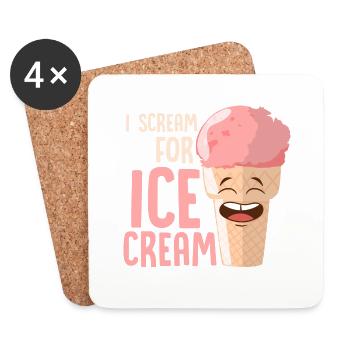 I Scream For Ice Cream Summer Scoop Cone - Untersetzer (4er-Set) - Weiß - Vorne