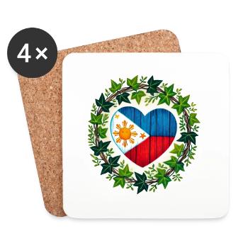 Drapeau des Philippines - Dessous de verre (lot de 4) - blanc - Devant