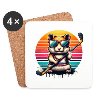 Équipe de joueurs de hockey sur gazon pour rongeurs hamster - Dessous de verre (lot de 4) - blanc - Devant