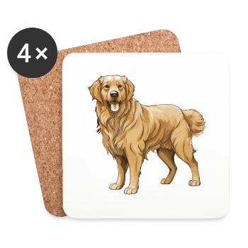 Golden Retriever Dog Animal - Coasters (set of 4) - white - Front