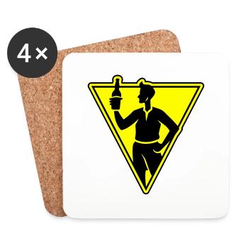 Drinking beer - Coasters (set of 4) - white - Front