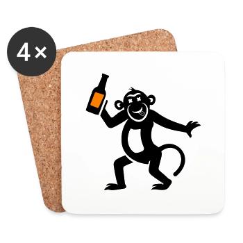 Affe Bier Witzig - Untersetzer (4er-Set) - Weiß - Vorne