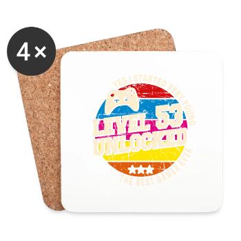 Original 1971 Vintage Level 53 Unlock - Coasters (set of 4) - white - Front