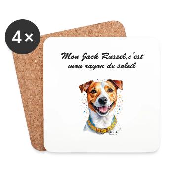 Jack Russel rayon de soleil - Dessous de verre (lot de 4) - blanc - Devant