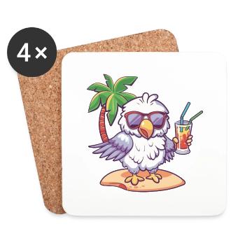 Adler Sommer Strand Comic - Untersetzer (4er-Set) - Weiß - Vorne