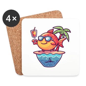 Fisch Sommer Ozean Comic - Untersetzer (4er-Set) - Weiß - Vorne