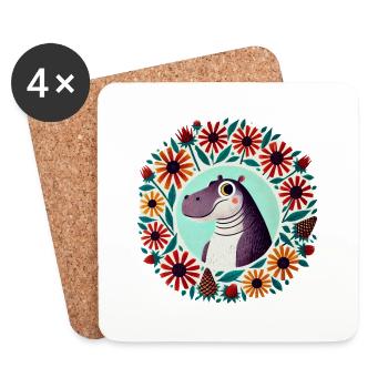 Retro Hippo - Coasters (set of 4) - white - Front
