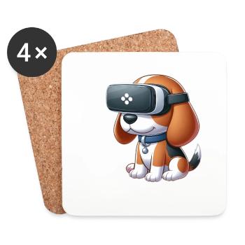 Beagle Dog VR Gamer Gaming Science Fiction - Coasters (set of 4) - white - Front