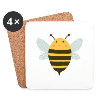 Abeille - Dessous de verre (lot de 4) - blanc - Devant